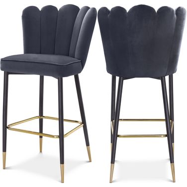 Lily Velvet Stool Set of 2 In Grey