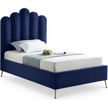 Lily Velvet Twin Bed In Navy