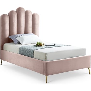 Lily Velvet Twin Bed In Pink