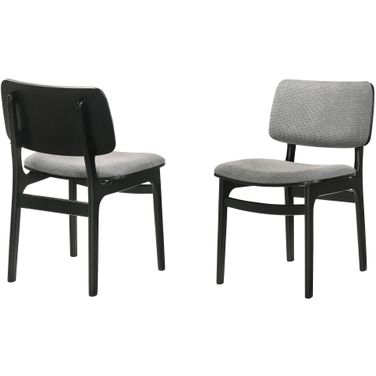 Lima Gray Upholstered Wood Dining Chair Set of 2 In Black Finish