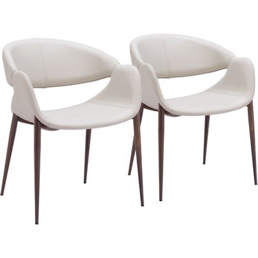 Limay Dining Chair Set of 2 In Beige and Walnut