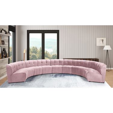 Limitless 9-Piece Velvet Modular Sectional In Pink