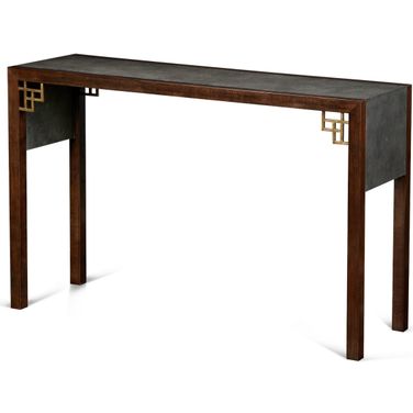 Lin Console Table In Slate Grey and Brass