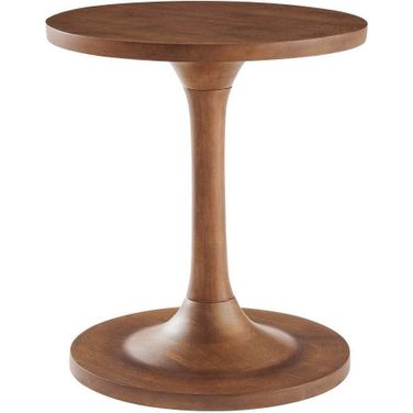 Lina Wood Round Side Table In Walnut
