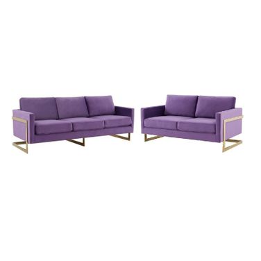 Lincoln Modern Mid-Century Upholstered Living Room Set In Purple
