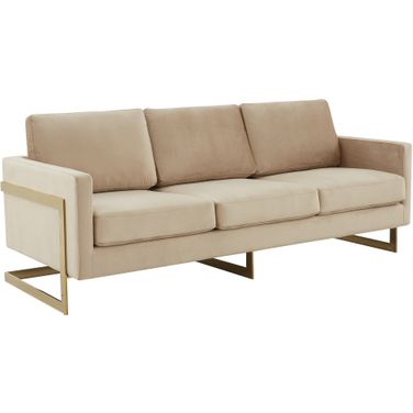 Lincoln Upholstered Velvet Sofa In Beige