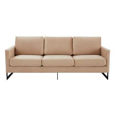 Lincoln Velvet Sofa In Beige and Black