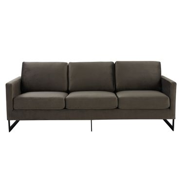 Lincoln Velvet Sofa In Dark Grey and Black