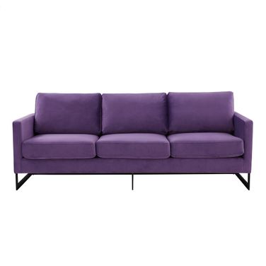 Lincoln Velvet Sofa In Purple and Black