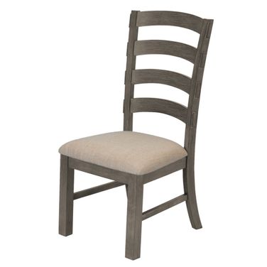 Linda Dining Chair In Beige Linen and Rustic Gray Brown Wood