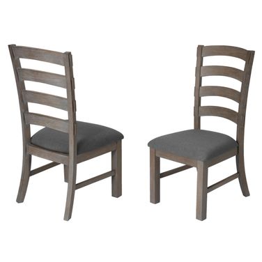 Linda Dining Chairs Set of 2 In Gray Linen and Rustic Gray Brown Wood
