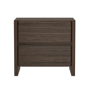 Linda Modern 2-Drawer 24" Nightstand in Walnut Brown