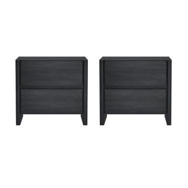 Linda Modern 2-Drawer Nightstand Set of 2 in Charcoal Grey
