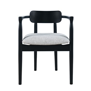 Linden Upholstered Dining Chair with Sculpted Back and Arms Set of 2 In Black