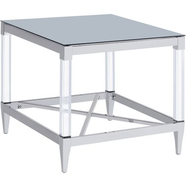 Lindley Square End Table with Acrylic Legs and Tempered Mirror Top Chrome