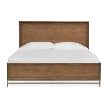 Lindon Queen Panel Bed with Storage Rails In Wheat