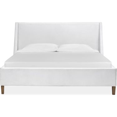 Lindon Complete Queen White Upholstered Island Bed
