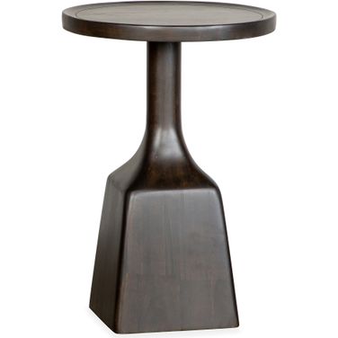 Lindon Dark Round Pedestal Accent End Table