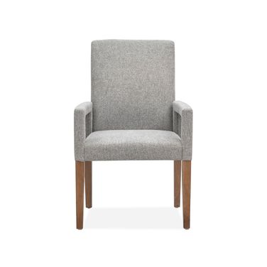 Lindon Grey Upholstered Arm Chair Set of 2 In Belgian Wheat