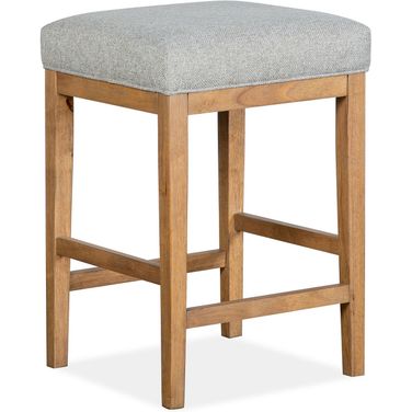 Lindon Stool With Grey Upholstered Seat