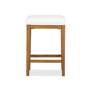 Lindon White Upholstered Stool In Belgian Wheat