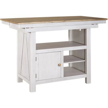 Lindsey Farm Kitchen Island In Weathered White and Sandstone