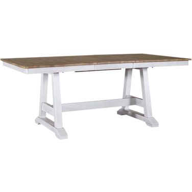 Lindsey Farm Trestle Table In Weathered White and Sandstone
