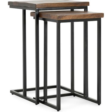 Lindt End Table In Black and Mahogany - Set of 2
