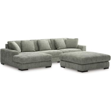 Lindyn 3-Piece Sectional with Ottoman In Fog