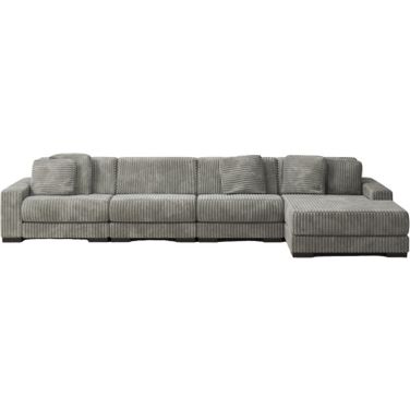 Lindyn 4-Piece RAF Chaise Sectional In Fog