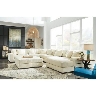 Lindyn 6-Piece Sectional with Chaise and Ottoman In Ivory