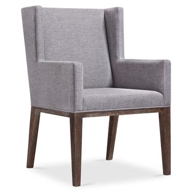 Linea Upholstered Arm Chair in Cerused Charcoal Finish