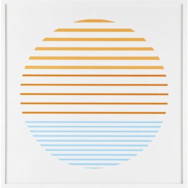 Linear Horizon 24 x 24 Inch Orange and Ivory Framed Wall Art