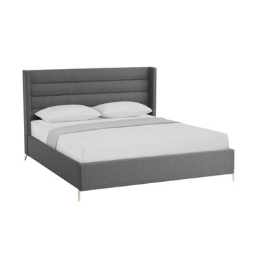 Linen Upholstered King Bed Frame In Gray