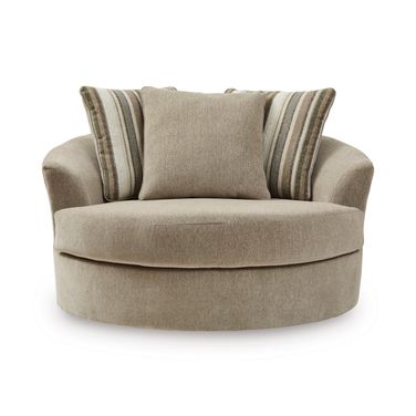 Linenhause Oversized Swivel Accent Chair In Dune