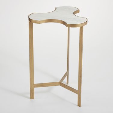 Link Bunching Table In Gold With White Marble Top