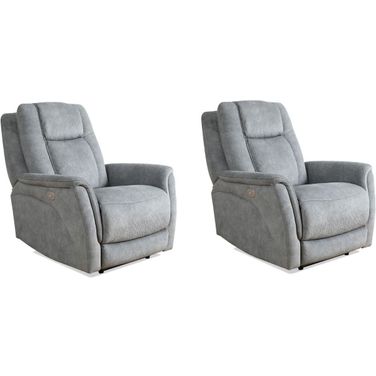 Linus Zero Gravity Power Recliner Set of 2 In Hudson Grey