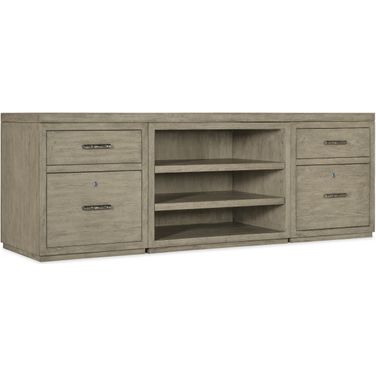 Linville Falls 84 Inch Credenza With Two Files And Open Desk Cabinet
