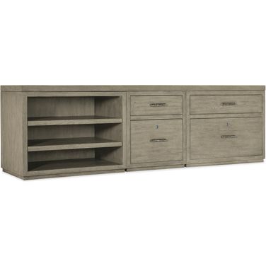 Linville Falls 96 Inch Credenza With File And Lateral File And Open Desk Cabinet