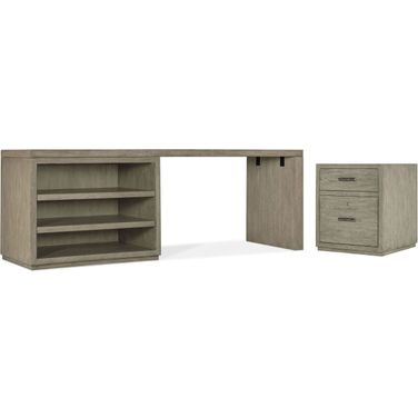 Linville Falls Medium Wood 84 Inch Home Office Set with Open Desk Cabinet