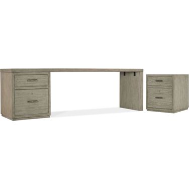 Linville Falls Medium Wood 96 Inch Home Office Set with One File Cabinet