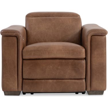 Lioni Leather Power Motion Chair In Brown
