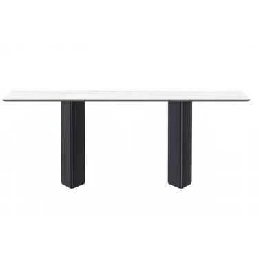 Lior 62 Inch Dining Table with Sintered Stone Top In Black and White