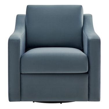 Liora Performance Velvet Armchair In Cadet Blue