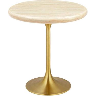 Lippa 20 Inch Artificial Round Side Table In Gold