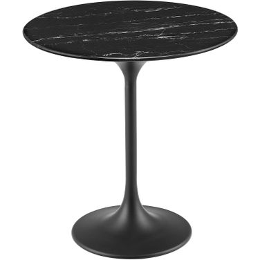 Lippa 20 Inch  Round Artificial Marble Side Table In Black