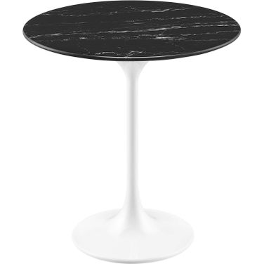 Lippa 20 Inch Round Artificial Marble Side Table In White Black