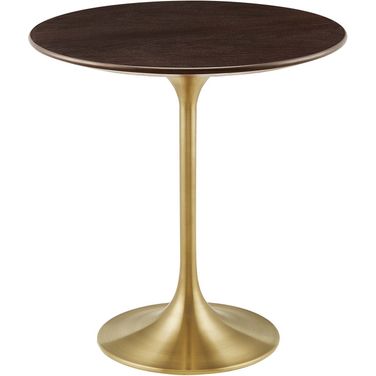 Lippa 20 Inch Round Side Table In Gold Cherry Walnut