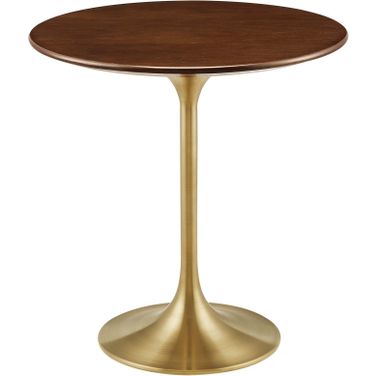 Lippa 20 Inch Round Side Table In Gold Walnut