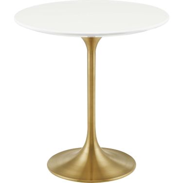 Lippa 20 Inch Round Side Table In Gold White